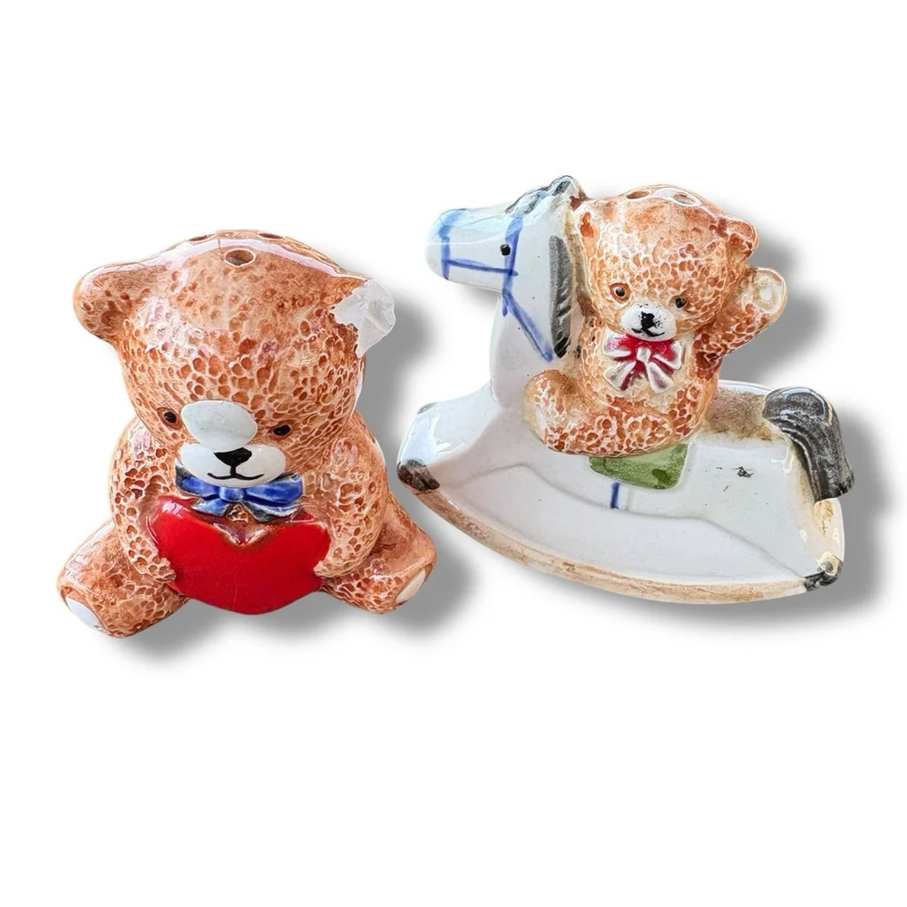 Vintage Takahashi Bears Salt and Pepper Shaker Set Rocking Chair